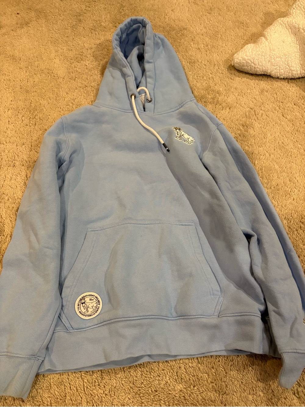 Men's Light Blue Crewneck Hoodie with Subtle Logo